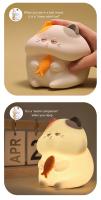 Lámpara Nocturna De Gato Glotón Recargable En Silicona Luz Táctil De Animal Decoración De Escritorio Y Cama Forma De Gato Y Peces - details 6