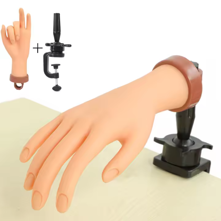Set De Práctica Para Arte De Uñas Con Uñas De Acrílico Mano De Soporte PVC Y Mano Falsa Bendible Y Realista Para Manicura - 1