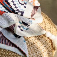 Manta Azul, Manta Boho de Dot Con flecos, Manta suave y colorida para sofá Cama y Salón, Azul y Naranja - details 4