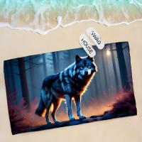 Toalla De Baño Para Niños Con Diseño De Lobo Colorido Toalla De Playa Y Natación Secado Rápido Tejido De Algodón Cepillado - details 6