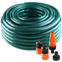 Manguera de Agua de Jardín Set con Conexión y Boquillas para Riego Reforzada 3 Capas Presión de rotura de 20 bar 1/2