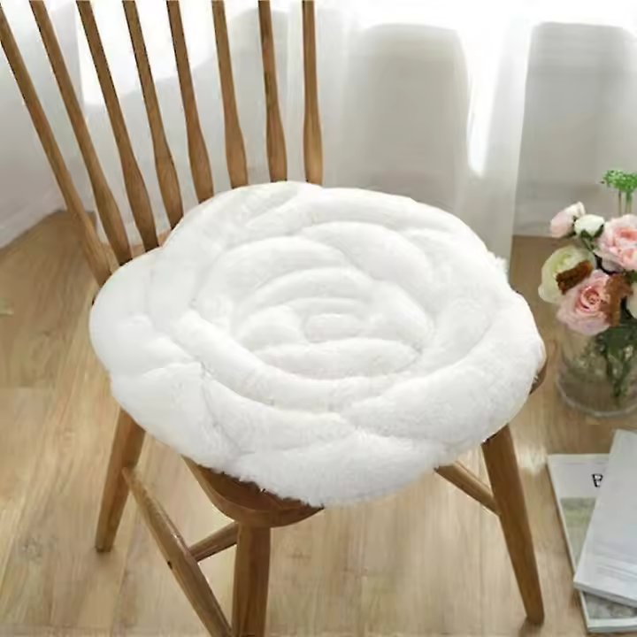 DWW-(blanc)45x45cm Coussin rond de coussin de chaise d'tudiant en peluche paissi - 1