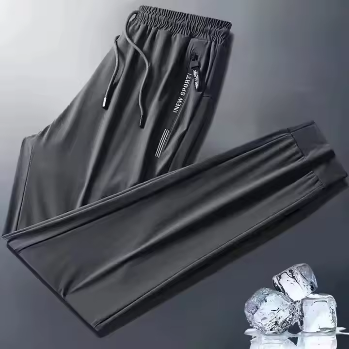 Pantalones De Jogger Para Hombre Verano Malla Fina Casual Cierre Elástico Talla Grande Moda Coreana Callejera Pantalones Largos - 1