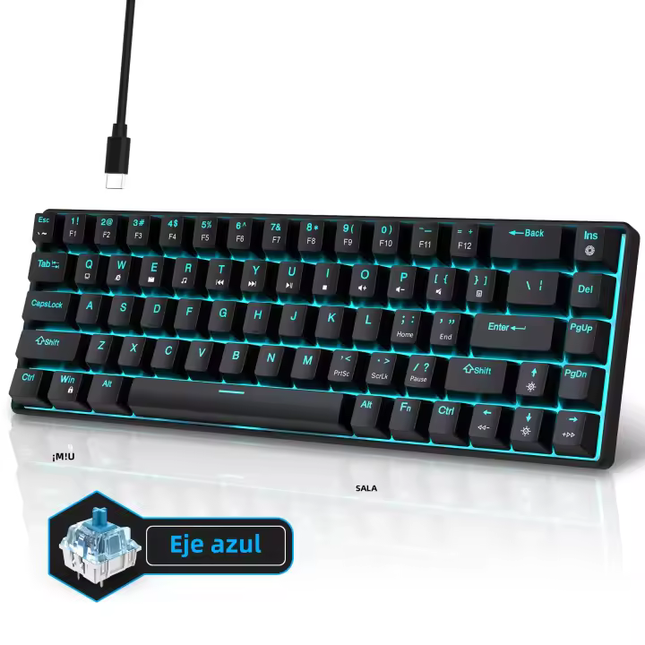 Teclado Mecánico De Juegos HXSJ V800 65% Mini Con Switches Azul/rojo Intercambiables Y Teclas ABS Doble-shot Iluminación Multi-color Modos De Iluminación Diferentes - 1