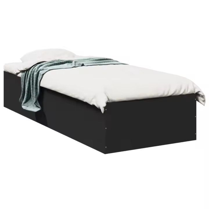 Estructura de cama madera de ingeniería negra 90x190 cm - 1