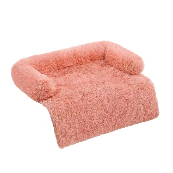 Feandrea FluffyHug Cama para Perros, Tela de Felpa, Alfombrilla, Funda Protectora para Sofá, Talla XL, para Perros Medianos y Grandes, 110 x 95 x 18 cm, Rosado/Blanco Nube - 1
