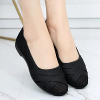 Zapatos De Mujer Moda Talla Grande Hueco Transpirable Zapatos Planos Slip on Casual Gris Comodidad Zapatos Largos A93 - details 2