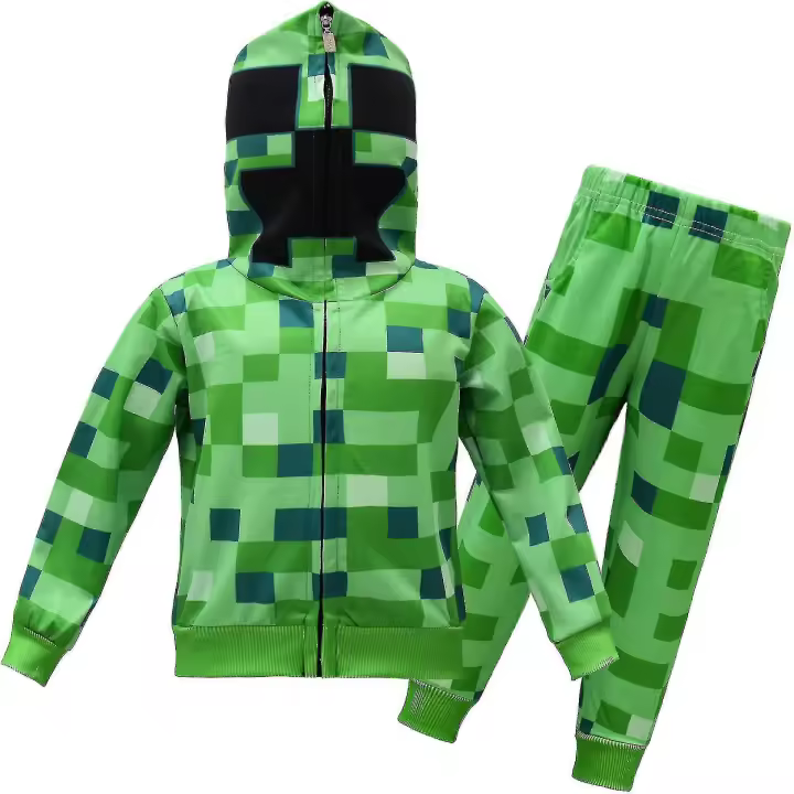 Minecraft Costumes For Older Children In Autumn Long-sleeved Suit Pullover + Pants Two-piece Set 7073 high quality - 1