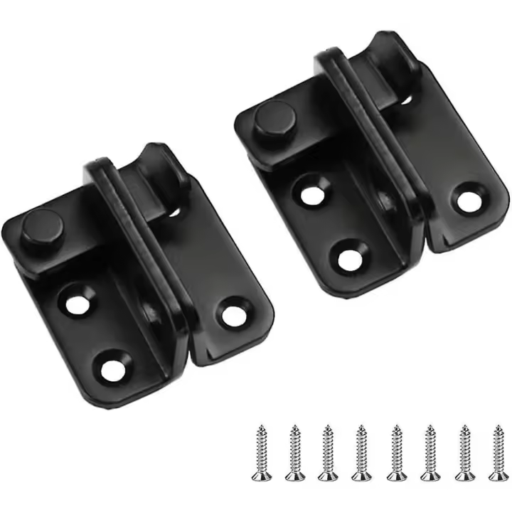 2 Pieces Exterior Door Latch Door Latch Sliding Door Lock Stainless Security Door Lock Black Latch Buckle Latch For Door Window - 1