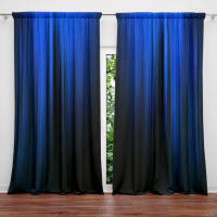 2pcs Cortina De Ventana Con Diseño De Rayas Gradient Azul/Castillo Para Decoración De Hogar Tratamiento De Ventana Para Dormitorio Oficina Cocina Con Bolsa Para Rodamiento - details 3