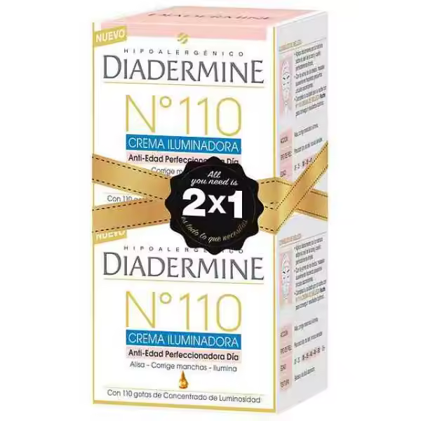 DIADERMINE Nº 110 CREMA ILUMINADORA ANTIEDAD DIA DUPLO ( 2 x 50 ml ) - 1