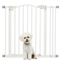 PawHut Barrera de seguridad para Perros Extensible 74-87 cm, para Puertas y Escaleras, Barrera para Perros con Extensión 7 cm, Montaje a Presión y Doble Bloqueo, Blanco - details 0