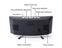 Reloj De Alarma Digital Con Pantalla Curva Mostrador De Tiempo/ Fecha/ Temperatura/Humedad 12/24h 3 Alarmas Ajustable Brillo Reloj De Mesa Europeo - details 2