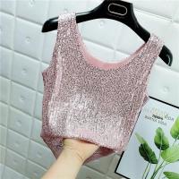 Chaleco De Noche Con Lentejuelas Para Mujer Estilo De Calle Blanca Brillante Poliéster Talla Regular Top De Verano 2022 - details 12