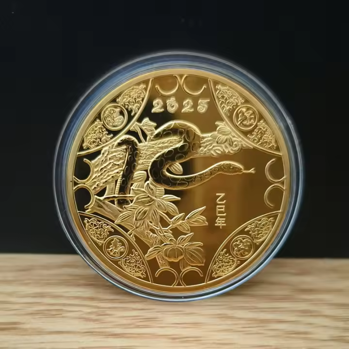 Moneda Commemorativa De Año Nuevo 2025 Serpiente Zodíaco Chino Medallas De Alivio 3D Coleccionables Monedas De Año Nuevo 1PCS - 1