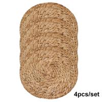 4pcs Tapetes De Lugar Redondos Tejidos De Rotura 30cm Naturales Resistentes Al Calor Hechos a Mano Para Mesa De Comedor Estilo Japonés - details 3