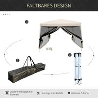 Carpa plegable gazebo plegable 3x3m con Paredes laterales y Bolsa de Transporte, Maple y Canvas Oxford, beige, ¡Perfecta para fiesta en El Jardín y eventos! - details 5