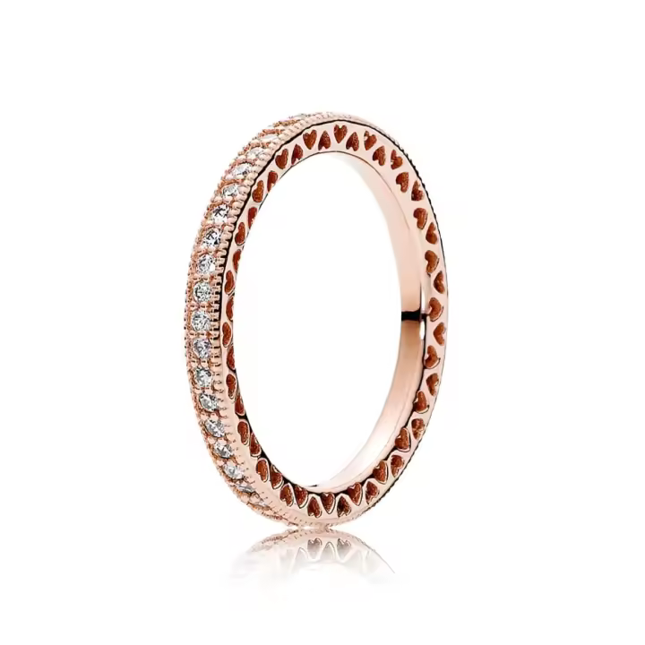 Anillo Pandora 180963CZ-52 Mujer Plata Corazones Rose - 1