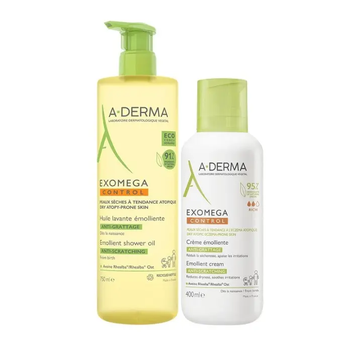 A-DERMA Exomega Control Aceite Limpiador Ducha 750ml + Crema Emoliente 400ml ✅ Entrega 24/72h - 1