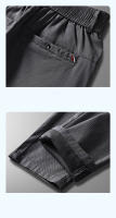 Pantalones Casuales Para Hombre De Fibra De Bambú Verano Transpirables Elásticos Slim Straight Negro Gris Cierre De Cremallera - details 21