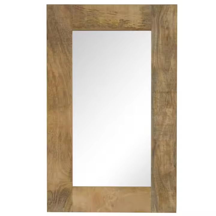 vidaXL Espejo de Madera Maciza de Mango Decoración de Hogar Interior Dimensiones 50 x 50 cm, 50 x 80 cm, 50 x 110 cm - 1