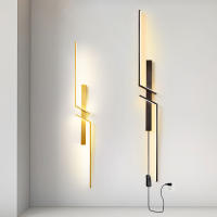 Lámpara De Pared LED Interior Con Interruptor De Enchufe Para Dormitorio Fondo De TV Negro Oro Lámpara De Pared Aluminio Para Pasillo - details 1
