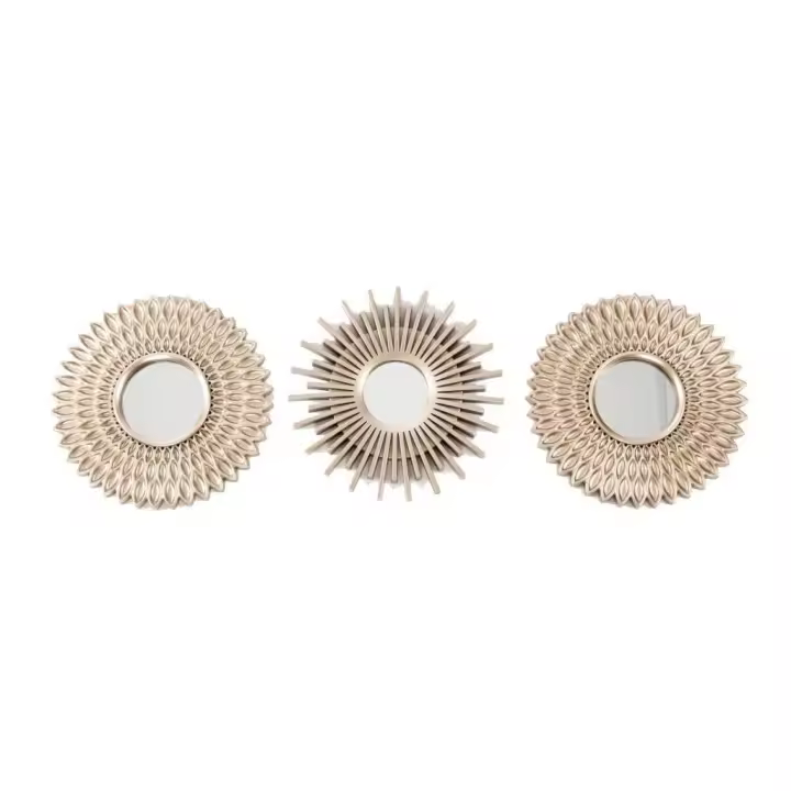 DAMDAM GO Juego de 3 Espejos Pared Decorativos Dorado - 1