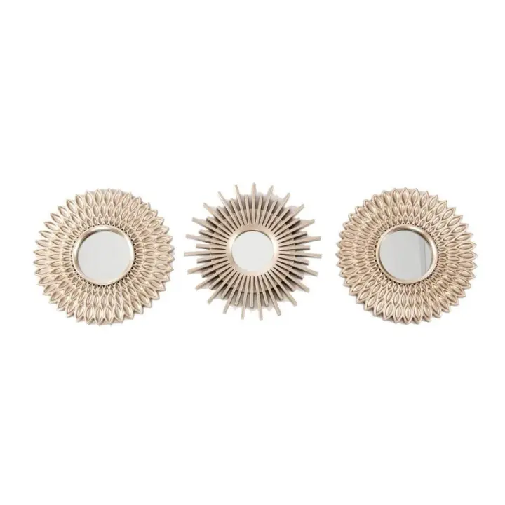 DAMDAM GO Juego de 3 Espejos Pared Decorativos Dorado - 1