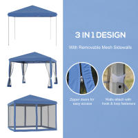Outsunny Carpa Plegable 3x3m Paredes de Mosquitera Extraíbles con Cremallera 4 Orificios de Drenaje Tela Oxford 420D para Jardín Fiestas - details 3