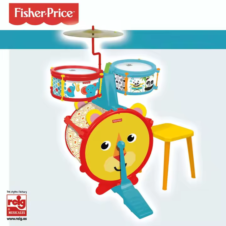 Bateria Sencilla Fisher Price Con Banqueta 55x38x36 cm (Reig 2729) - 1