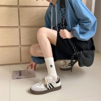 Juego De 5 Pares De Calcetines De Mujer Con Estampado De Rayas Negras Y Blancas Estilo Minimalista Bordados Pentagrama Deportivos Algodón Casual Medio Tobillo - details 3