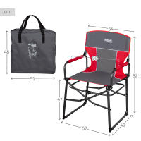 Aktive - Silla plegable camping, playa y pesca de 54x49x92 cm, color gris y rojo, soporta un peso máximo de 110 kg, topes antivuelco, reposabrazos acolchados, estructura de acero, plegado compacto, sillas para camping plegables, sillas camper plegables - details 3
