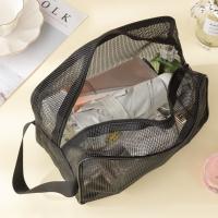 Bolsa De Ducha De Malla Gris Azul Bolsa De Maquillaje De Secado Rápido Gran Capacidad Para Playa Y Baño Organizador De Ducha Portátil Ecológico - details 5