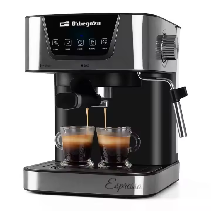 Cafetera Expresso Automática 20 Bares ORBEGOZO EX 6000  | con Espumador de leche, espresso y cappuccino, REF 17535, Inox - 1