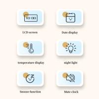 Reloj De Alarma Digital Con Luz LED Y Temperatura Reloj De Mesa Bajo Ruido Para Cama Reloj Electrónico Con Función Snooze 12/24H - details 5