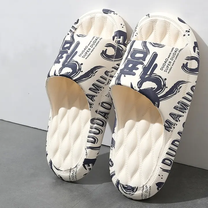 Zapatillas De Plataforma Para Hombre Con Diseño De Graffiti Y Pataugas De EVA Para Interior Y Playa Sandalias Planas Con Estampado De Dibujos Animados - 1
