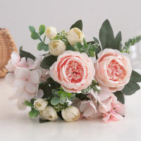 1 Rama De Flores Artificiales Peonía Para Decoración Silken Rosa Falsa De Plástico Centro De Mesa Para El Hogar Flores Falsas Para Bodas - details 16