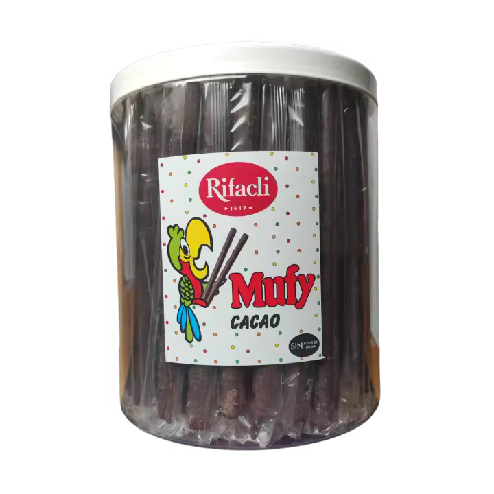 Mufy Barquillos Cobertura Cacao Envoltorio Individual 90 ud (Tarro 900 g) - 1