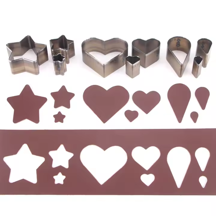 3Pcs Herramienta De Corte De Cuero Con Patrón Hueco Herramienta De Cortado De Efecto De Corazón/Gota De Agua/Pentagrama Para Artesanía De Cuero - 1
