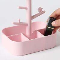 Espejo De Maquillaje Con LED Y Almacenamiento Giratorio Para Escritorio Luces Ajustables Y Dimming USB Espejo De Cosméticos Rosa Y Blanca - details 7