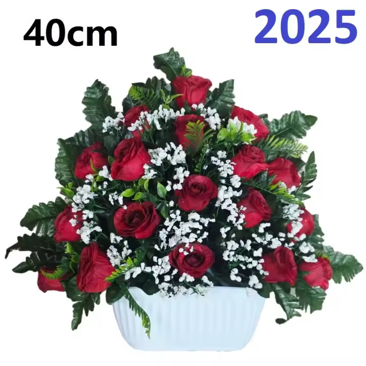 Flores artificiales para cementerio,Centro Flores para santos duraderas de tela con maceta,Gerimport,Envios desde España,cf - 1