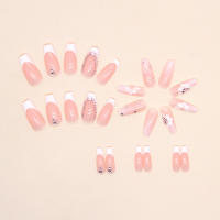 24 PCS Uñas Postizas De Ballet Francesa Largas Con Diamantes +1 Pegamento +1 Linterna De Uñas Resina Material Originales De China - details 2