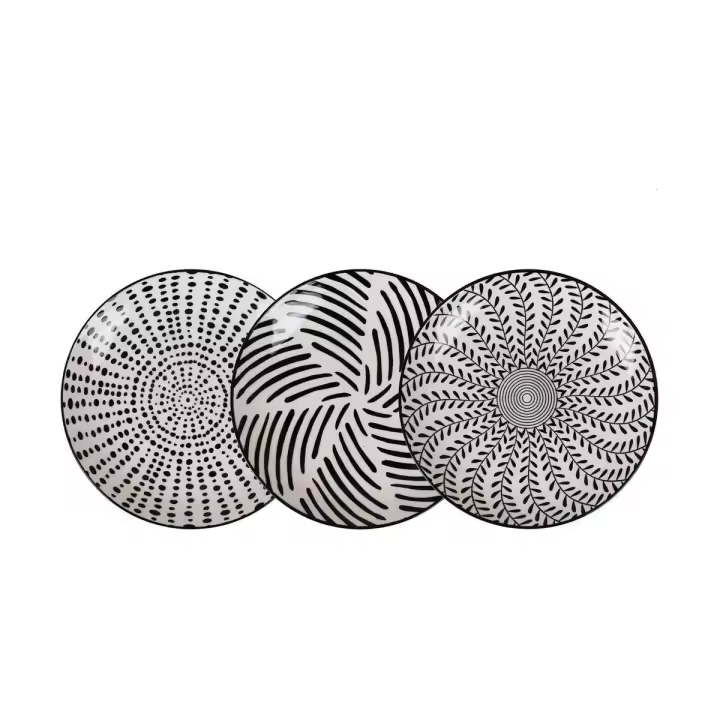 STARLEY-SET 6 Fuente de Cocina Alfares Masako 20,3 x 2,5 cm Azul,Fuentes Redondas Surtidos 3 Decor/ NEGRO NOMI 20.3x25cm - 1