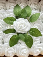 25pcs/Lote Rosa Artificial De PE De Alta Calidad Con Tallo Para Decoración De Boda Fiesta Cumpleaños Scrapbook Supplies - details 2