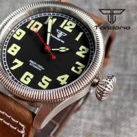 Reloj De Pulsera Automático Tandorio Vintage 20Bar 39mm NH35A Para Hombres Con Bisel Fluted Y Corona Ajustable Luminoso Vidrio De Zafiro Correa De Cuero Resistente Al Agua - details 6