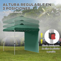 Outsunny Carpa Plegable 2,5x2,5 m Cenador de Jardín con 1 Pared Lateral Altura Ajustable en 3 Niveles Anti-UV Impermeable y Bolsa de Arena para Camping Fiestas - details 5