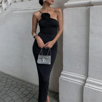 Vestido Largo Elegante De Hombros Descubiertos Con Aros Candyhot Vestido Bodycon Para Fiesta Club Ajustado a La Cintura Para Mujer Vestido De Noche - details 2