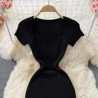 Vestido Elegante De Mujer YuooMuoo Primavera Verano 2025 Cuello Cuadrado Blanco Negro Suéter Bodycon Estilo Oficina Lady Longitud De Rodilla - details 11