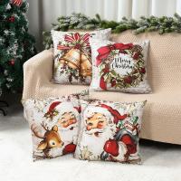 4pcs Fundas Para Cojines Navideñas 45x45cm Escena De Navidad Para Sofá Y Sala De Estar Regalos De Año Nuevo 2025 Material De Lino Y Algodón - details 2