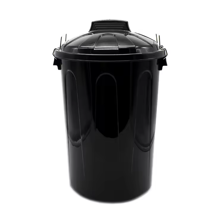 CABLEPELADO Cubo de Basura con tapa, Cubo basura Industrial, Cubo basura Plástico con asas metálicas, Contenedor residuos, 55 cm alto x 44 cm Diámetro superior, Capacidad 51 Litros, Negro - 1